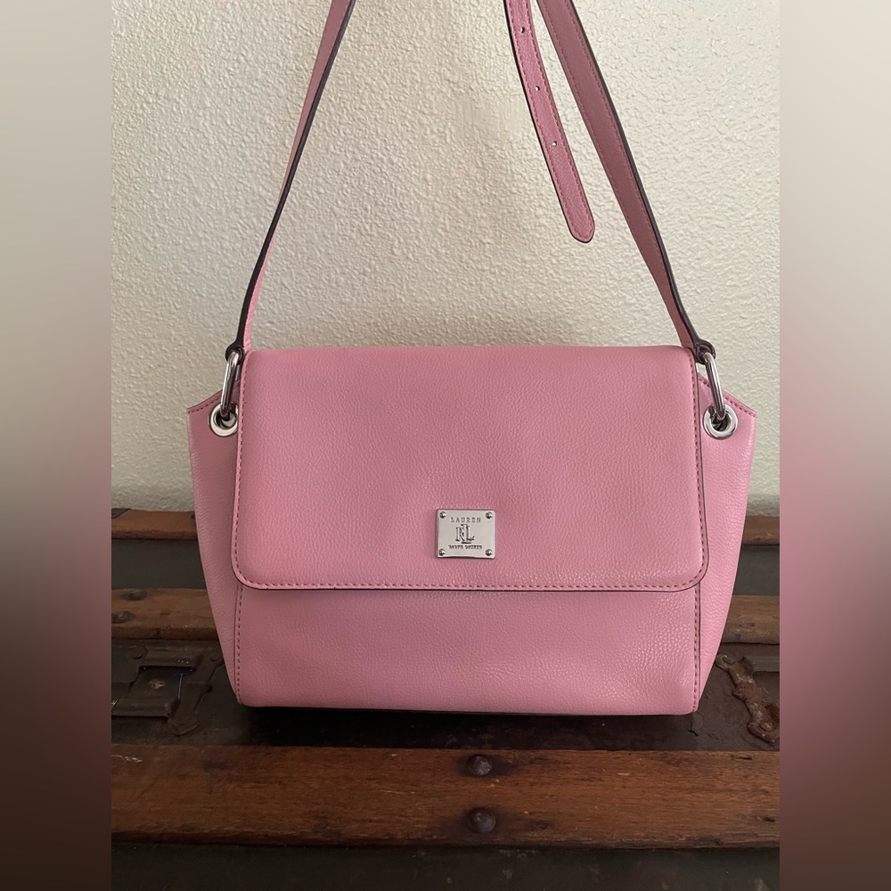 RARE Ralph Lauren Tea Rose Agdon Messenger crossbody bag EGC~